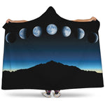 Night Sky And Moon Phase Print Hooded Blanket