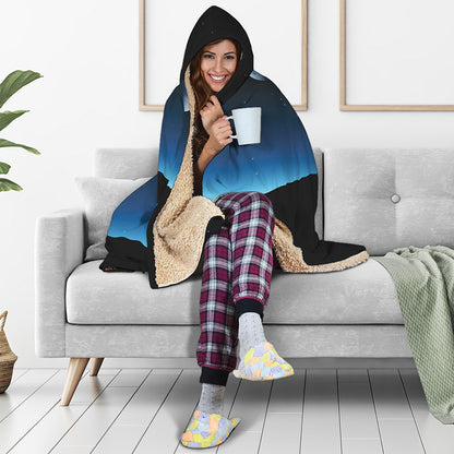 Night Sky And Moon Phase Print Hooded Blanket