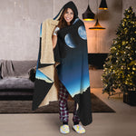 Night Sky And Moon Phase Print Hooded Blanket