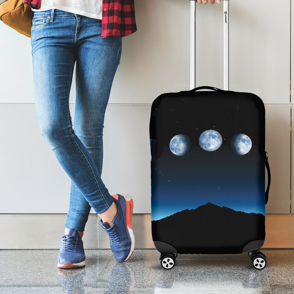 Night Sky And Moon Phase Print Luggage Cover