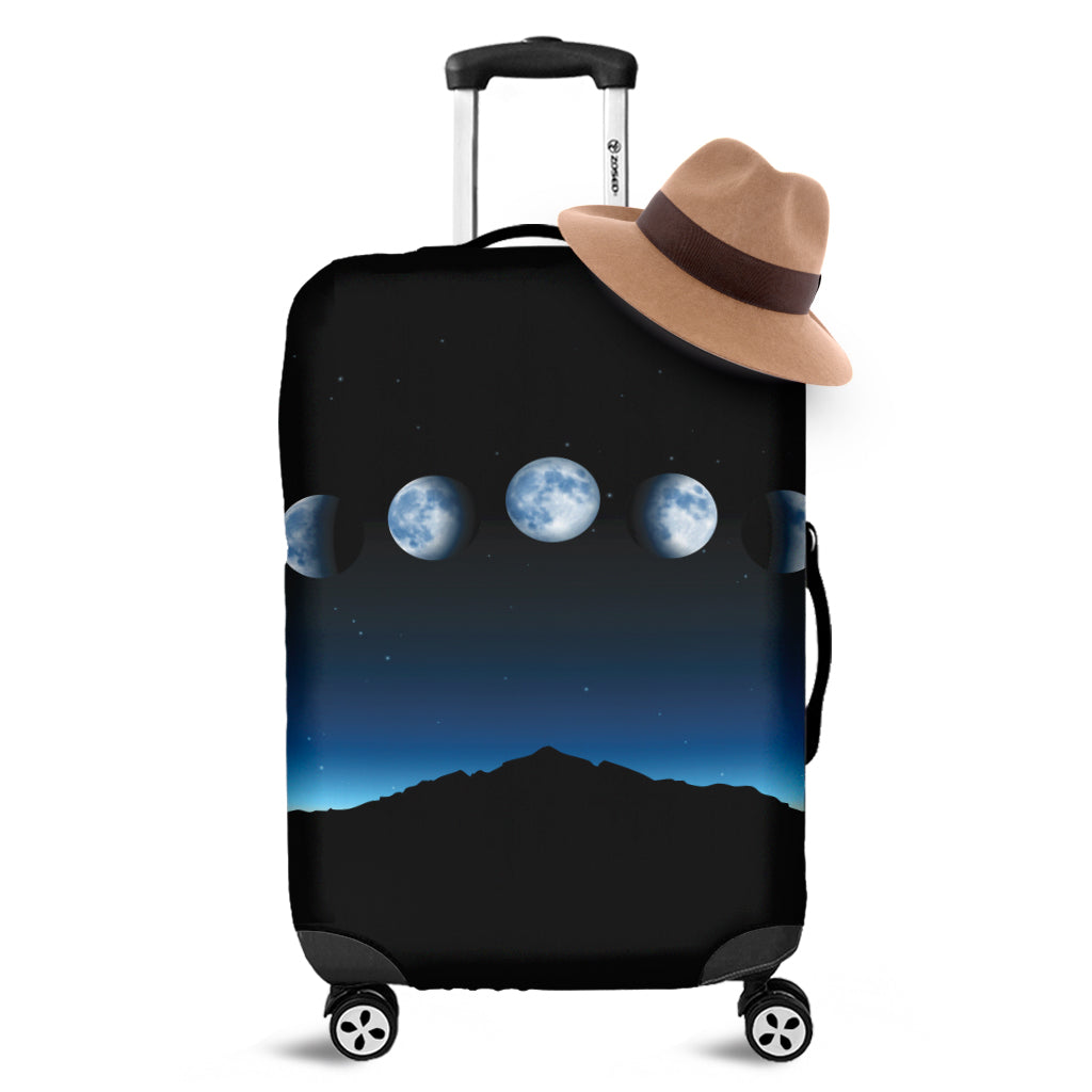 Night Sky And Moon Phase Print Luggage Cover