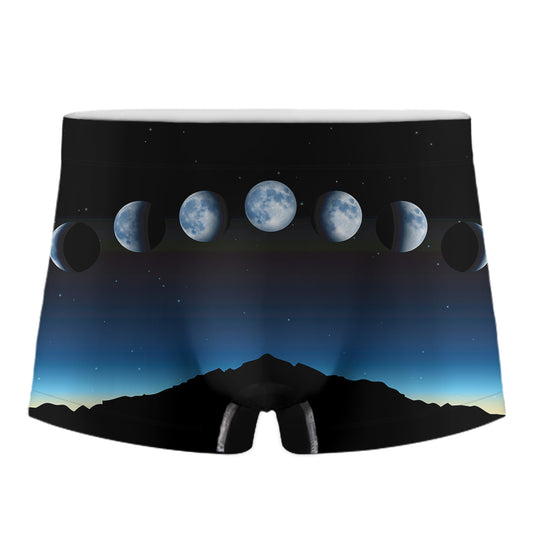 Night Sky And Moon Phase Print Men's Boxer Briefs