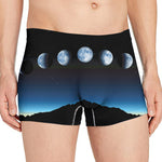 Night Sky And Moon Phase Print Men's Boxer Briefs