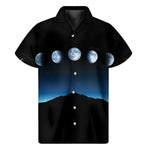Night Sky And Moon Phase Print Men's Short Sleeve Shirt