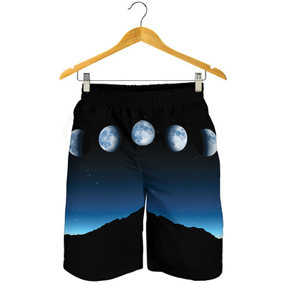 Night Sky And Moon Phase Print Men's Shorts