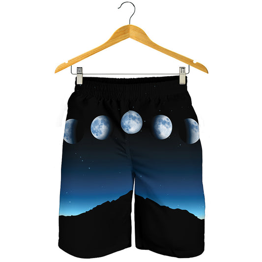 Night Sky And Moon Phase Print Men's Shorts