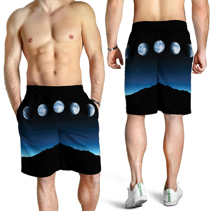 Night Sky And Moon Phase Print Men's Shorts
