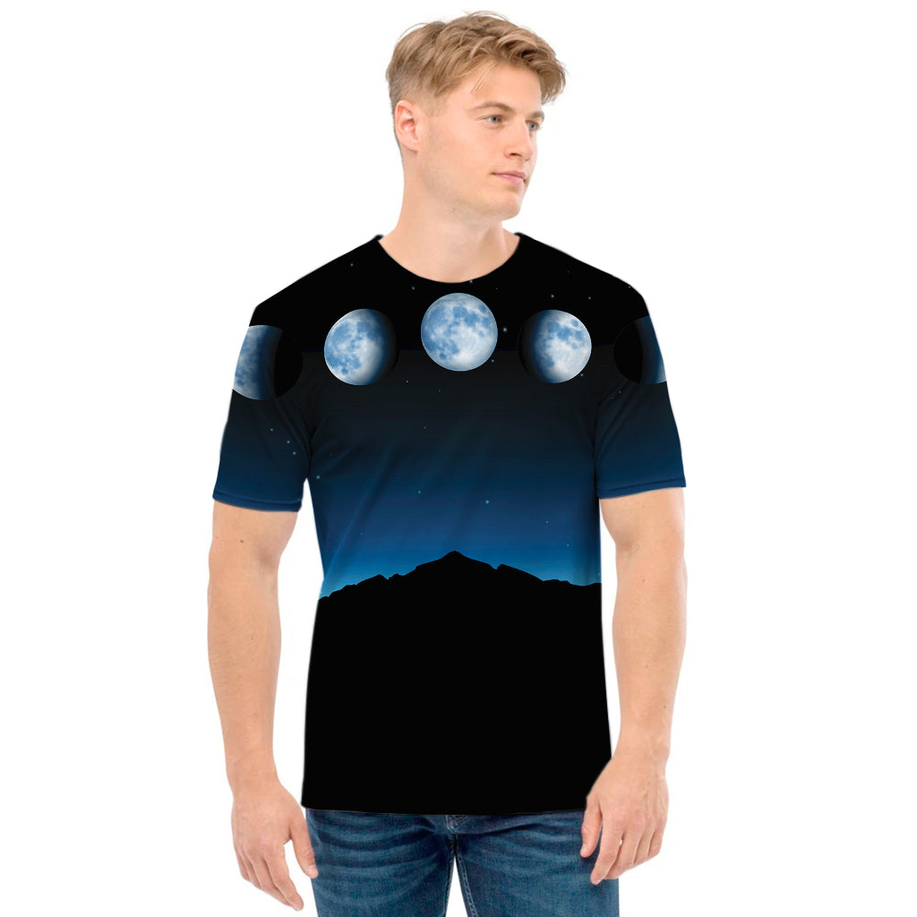Night Sky And Moon Phase Print Men's T-Shirt