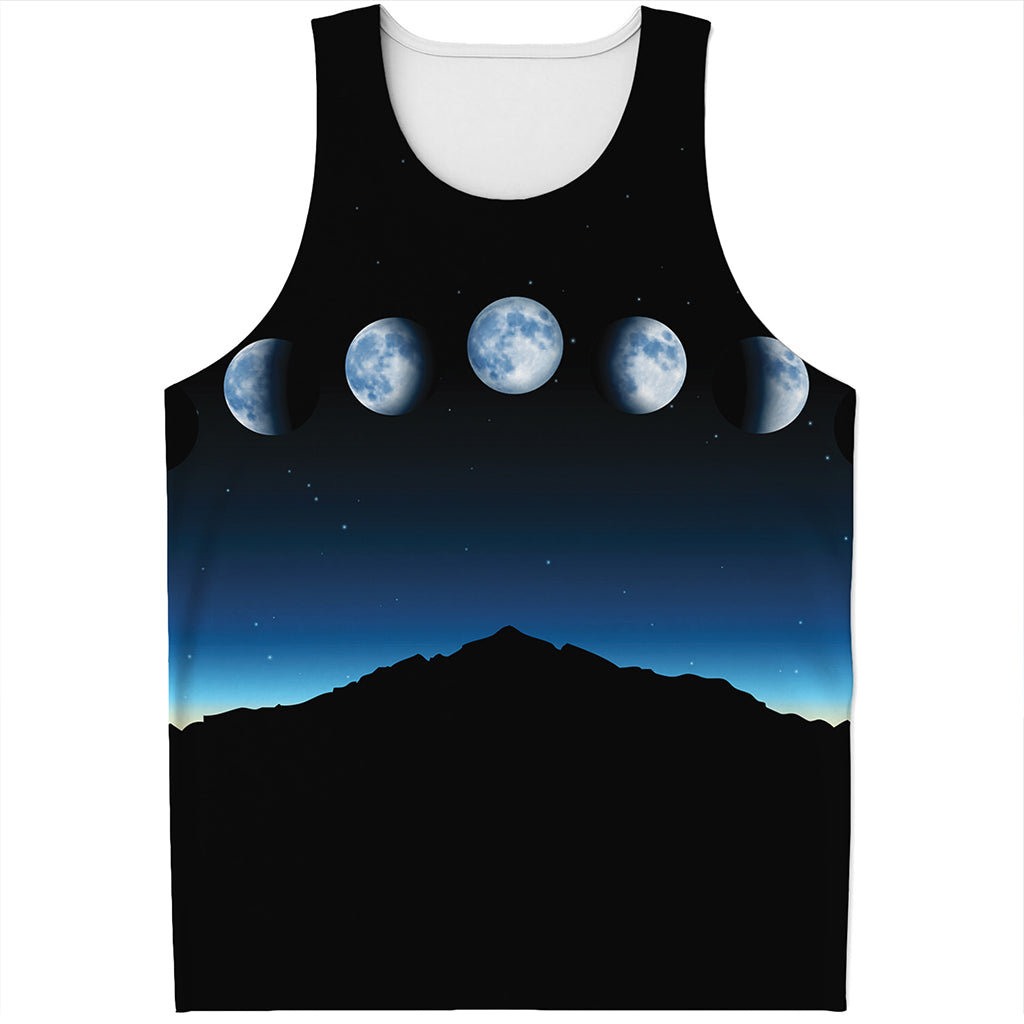 Night Sky And Moon Phase Print Men's Tank Top