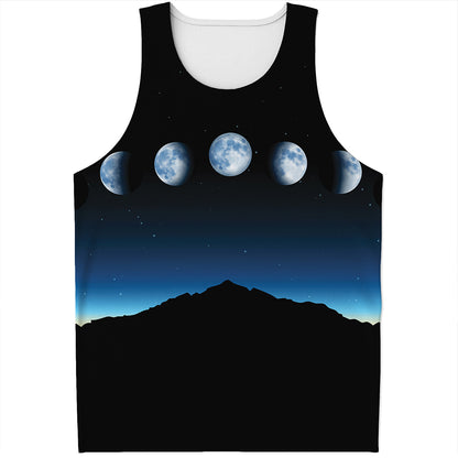 Night Sky And Moon Phase Print Men's Tank Top