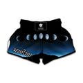Night Sky And Moon Phase Print Muay Thai Boxing Shorts