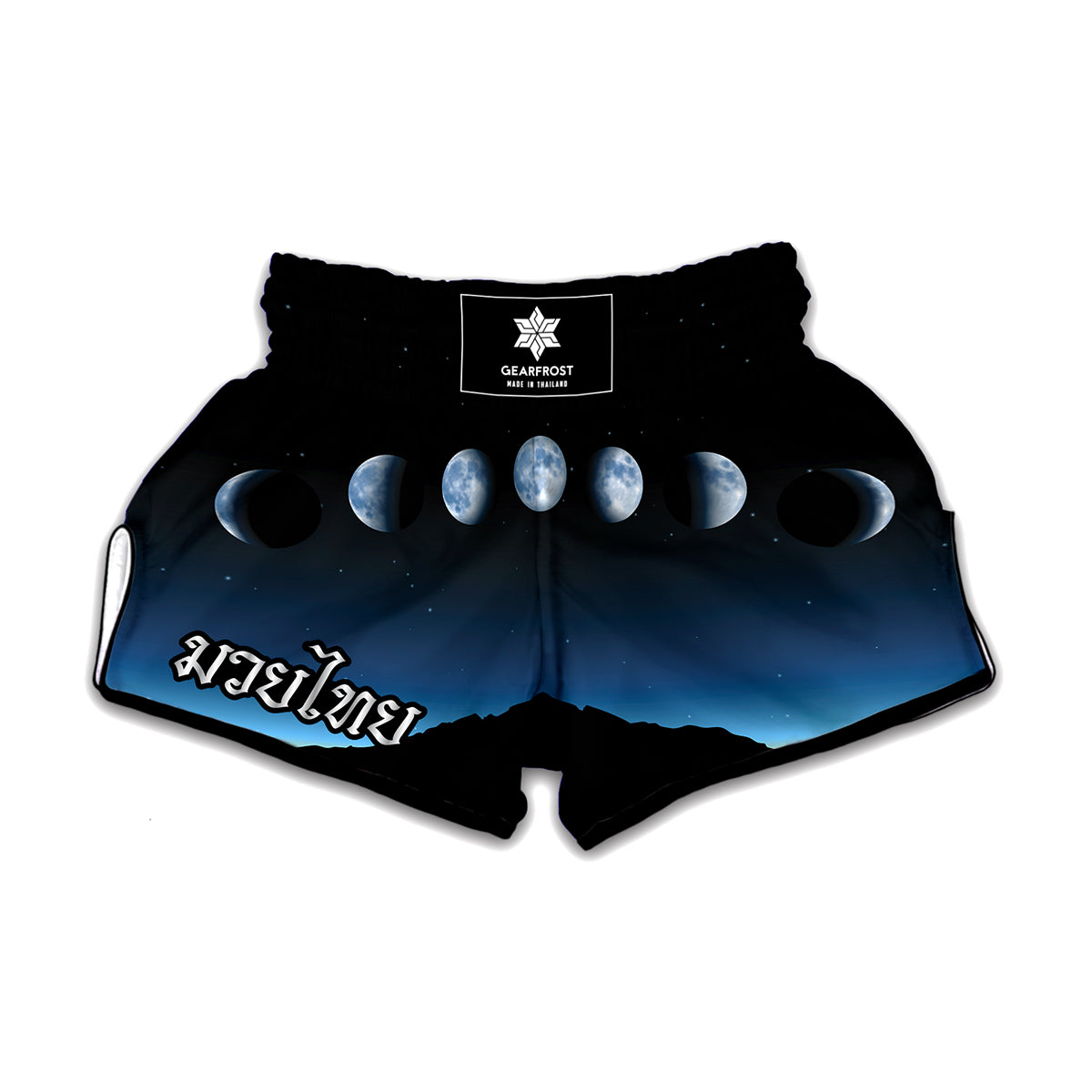 Night Sky And Moon Phase Print Muay Thai Boxing Shorts