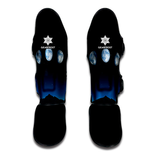 Night Sky And Moon Phase Print Muay Thai Shin Guard