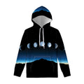 Night Sky And Moon Phase Print Pullover Hoodie
