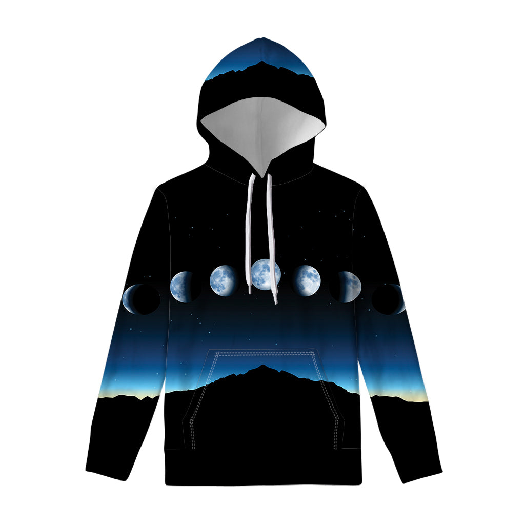 Night Sky And Moon Phase Print Pullover Hoodie