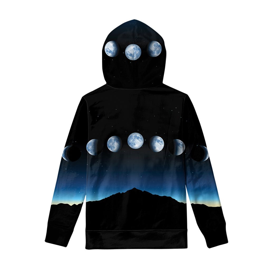 Night Sky And Moon Phase Print Pullover Hoodie