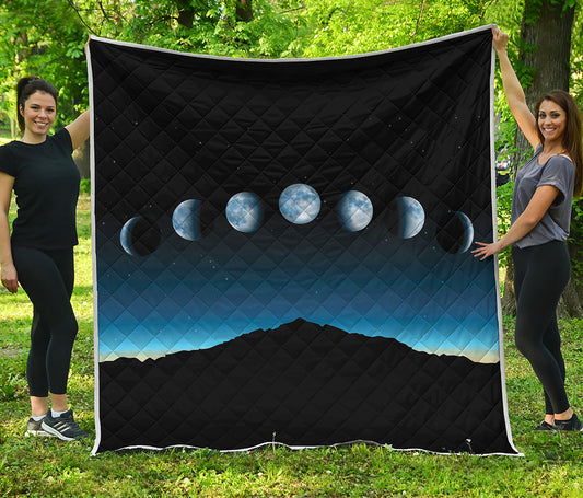 Night Sky And Moon Phase Print Quilt