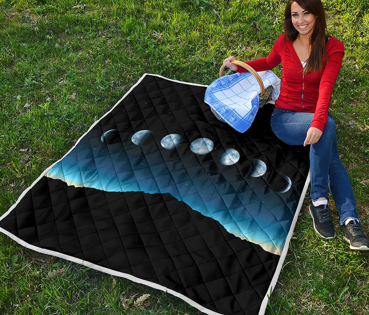 Night Sky And Moon Phase Print Quilt