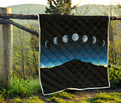 Night Sky And Moon Phase Print Quilt