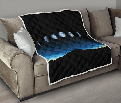 Night Sky And Moon Phase Print Quilt