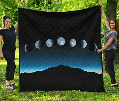 Night Sky And Moon Phase Print Quilt