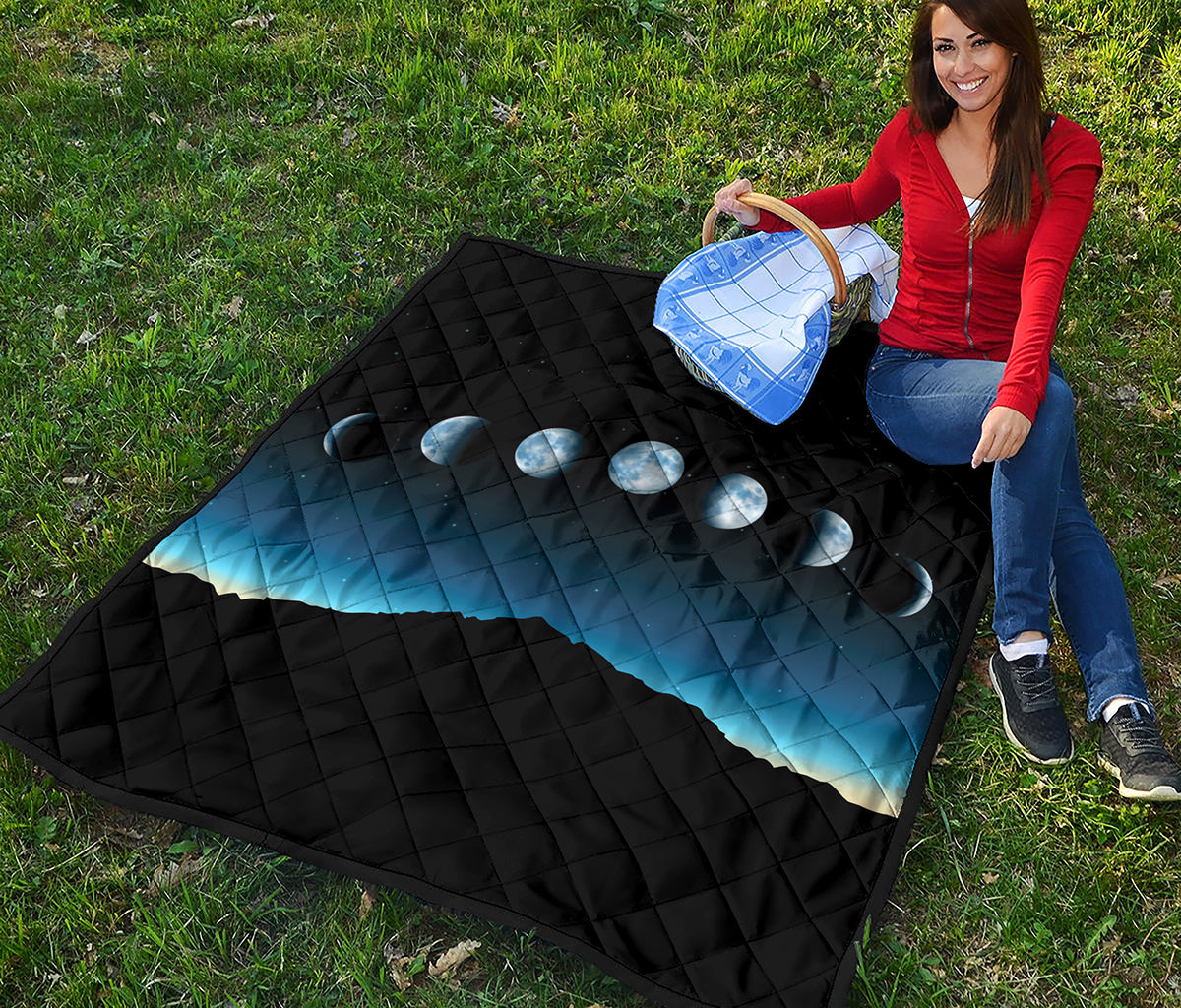Night Sky And Moon Phase Print Quilt