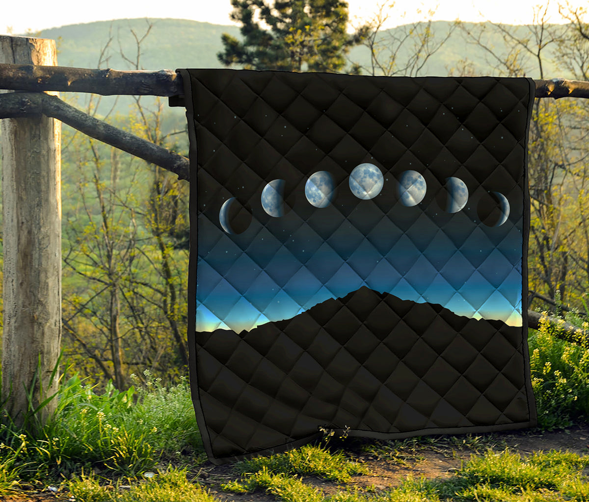 Night Sky And Moon Phase Print Quilt