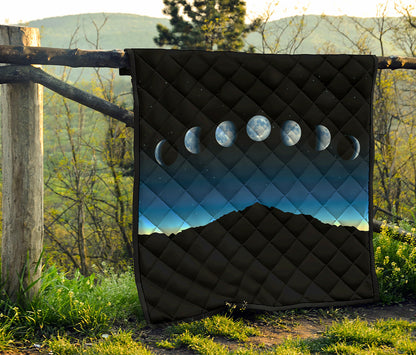 Night Sky And Moon Phase Print Quilt