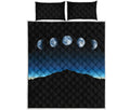 Night Sky And Moon Phase Print Quilt Bed Set