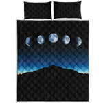 Night Sky And Moon Phase Print Quilt Bed Set