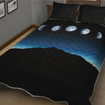 Night Sky And Moon Phase Print Quilt Bed Set