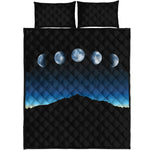 Night Sky And Moon Phase Print Quilt Bed Set