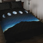 Night Sky And Moon Phase Print Quilt Bed Set