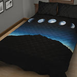 Night Sky And Moon Phase Print Quilt Bed Set