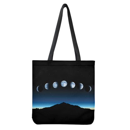 Night Sky And Moon Phase Print Tote Bag