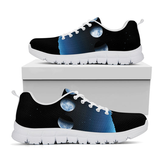Night Sky And Moon Phase Print White Sneakers