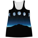 Night Sky And Moon Phase Print Women's Racerback Tank Top