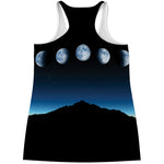 Night Sky And Moon Phase Print Women's Racerback Tank Top