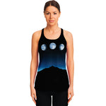 Night Sky And Moon Phase Print Women's Racerback Tank Top