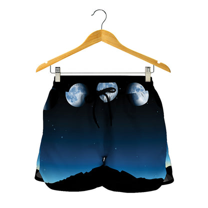 Night Sky And Moon Phase Print Women's Shorts