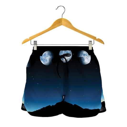 Night Sky And Moon Phase Print Women's Shorts