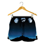 Night Sky And Moon Phase Print Women's Shorts