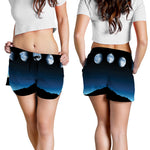 Night Sky And Moon Phase Print Women's Shorts