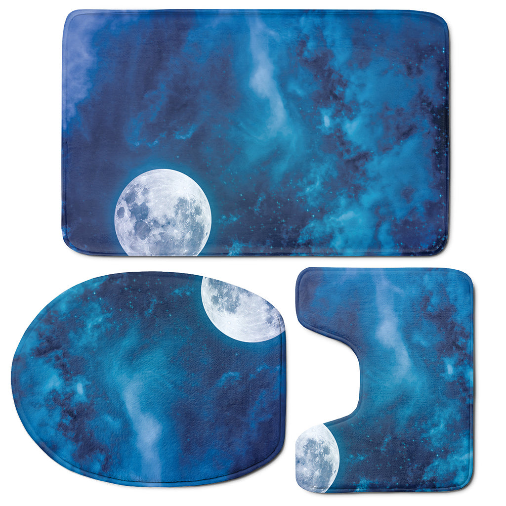 Night Sky And Moonlight Print 3 Piece Bath Mat Set