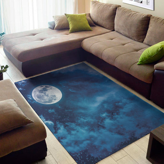 Night Sky And Moonlight Print Area Rug