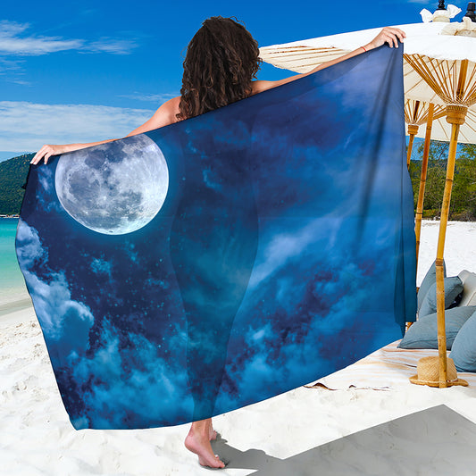 Night Sky And Moonlight Print Beach Sarong Wrap