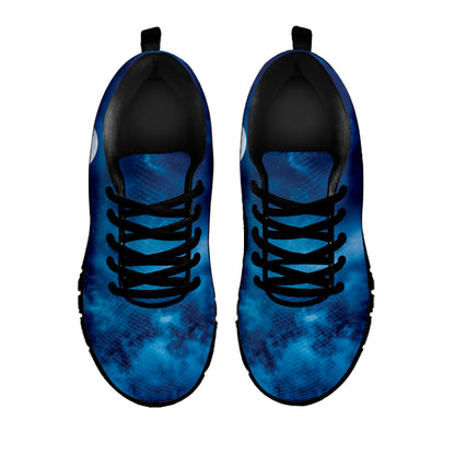 Night Sky And Moonlight Print Black Sneakers