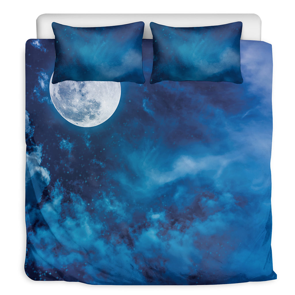 Night Sky And Moonlight Print Duvet Cover Bedding Set
