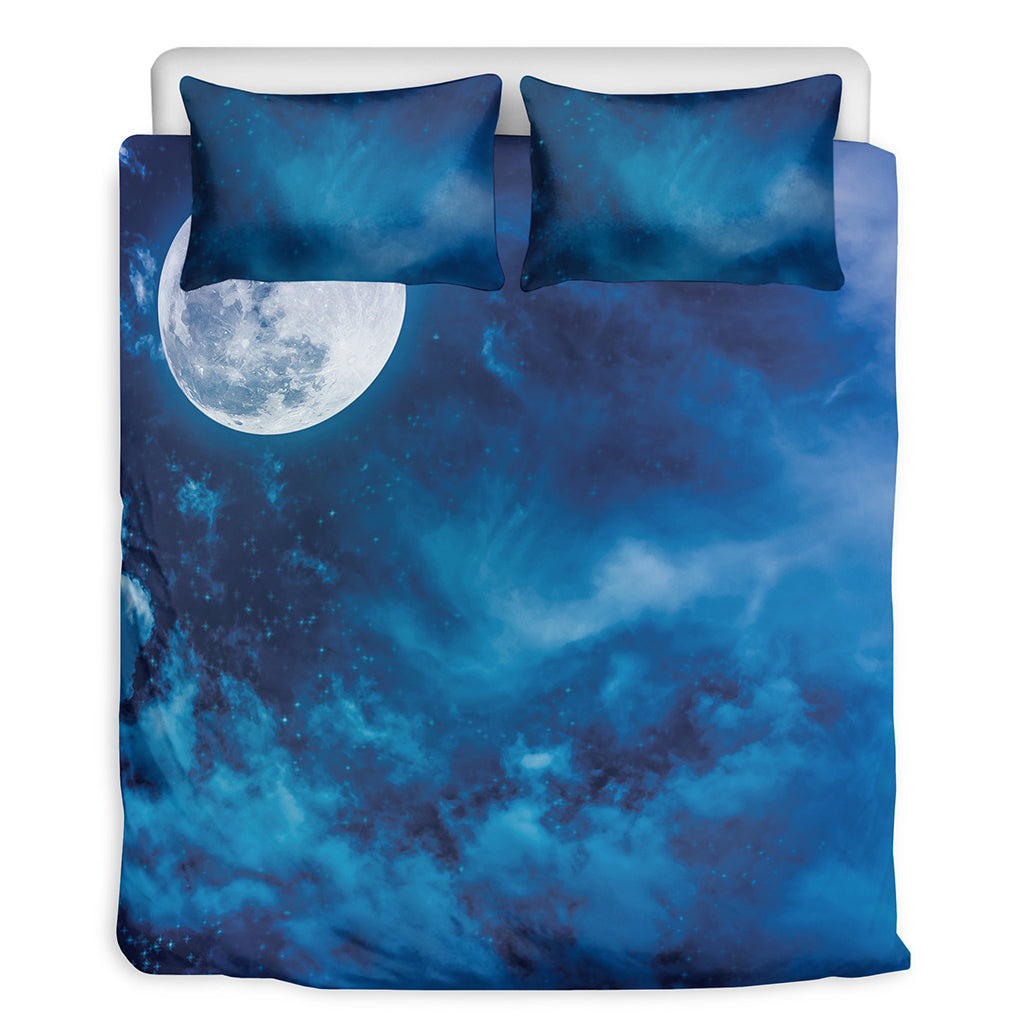 Night Sky And Moonlight Print Duvet Cover Bedding Set