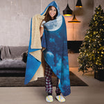 Night Sky And Moonlight Print Hooded Blanket
